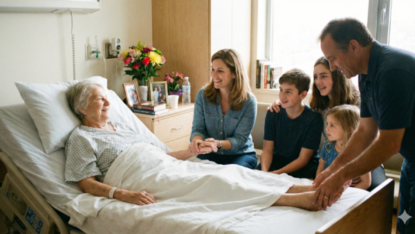 ローテーターの最終発表の紹介　片桐先生　終末期患者さんの付き添い看護を行う家族の心理とケア